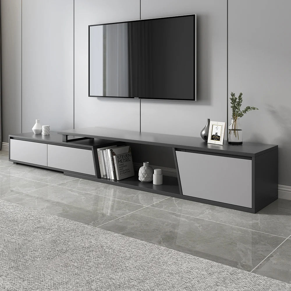 Meuble TV extensible Fero 180-280 cm avec 3 tiroirs Gris