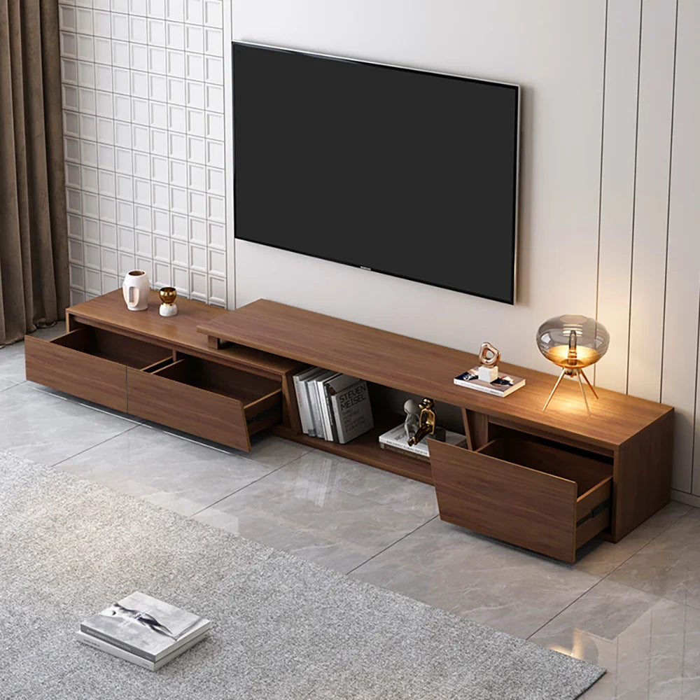 Meuble TV extensible Fero 180 à 280 cm avec 3 tiroirs Noyer