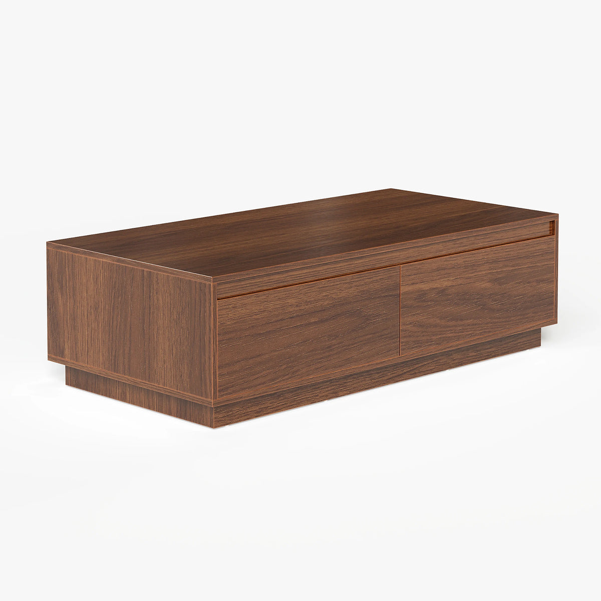 Ensemble table basse Fero rectangulaire et meuble TV extensible en noyer avec 3 tiroirs