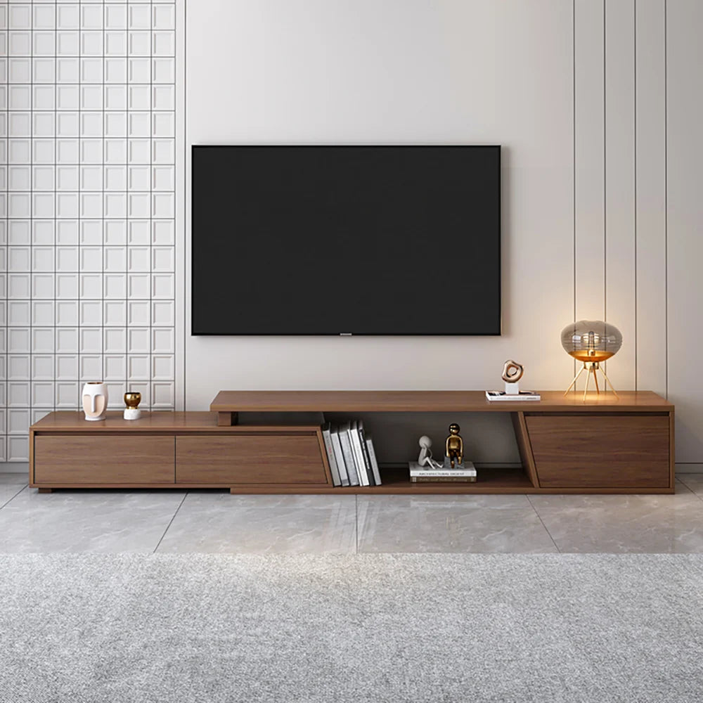 Meuble TV extensible Fero 180 à 280 cm avec 3 tiroirs Noyer