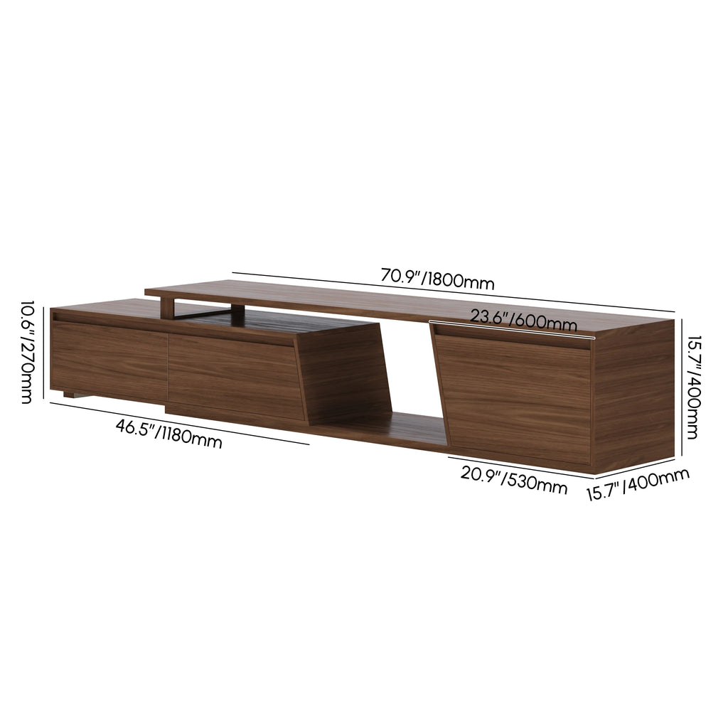Meuble TV extensible Fero 180 à 280 cm avec 3 tiroirs Noyer
