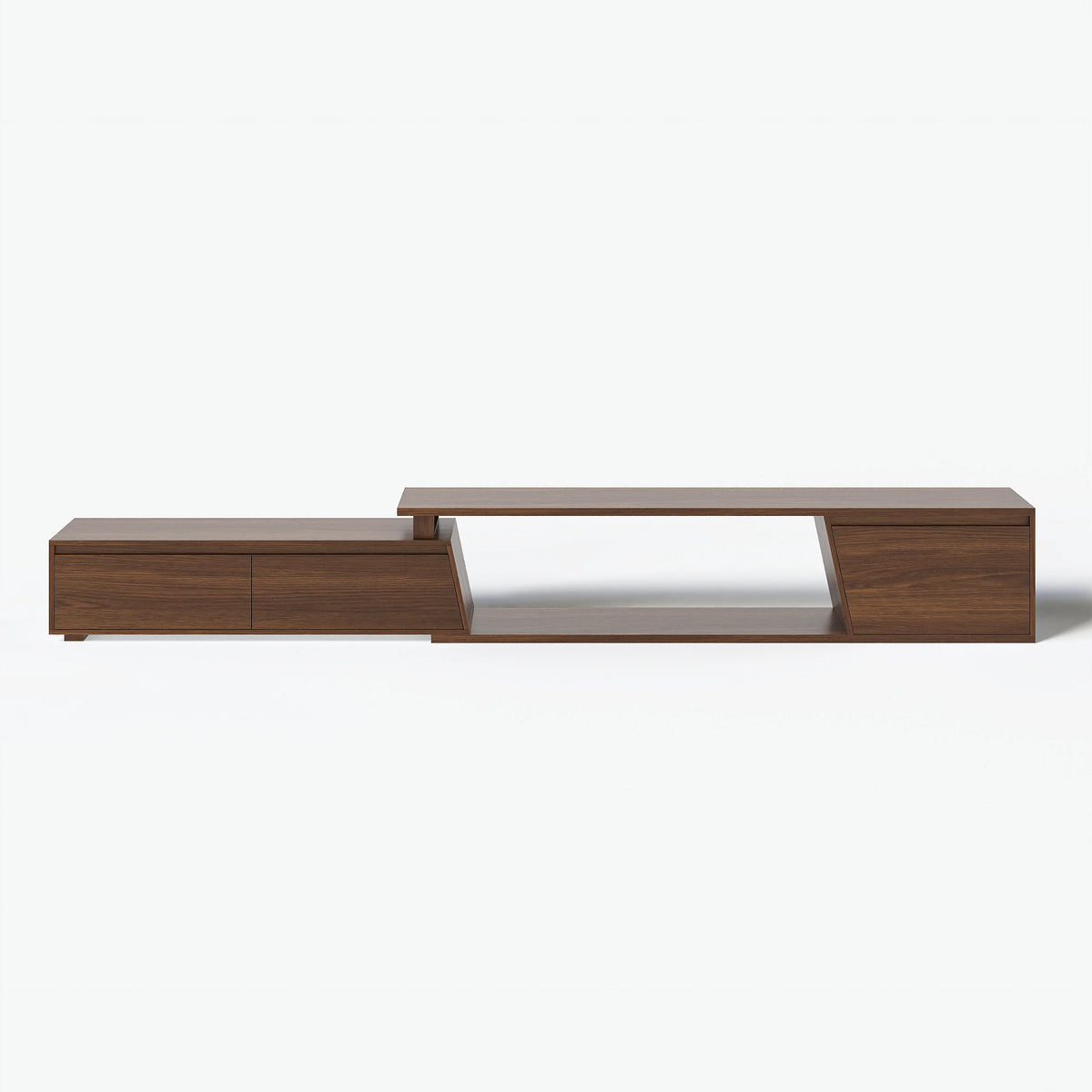 Meuble TV extensible Fero 180 à 280 cm avec 3 tiroirs Noyer