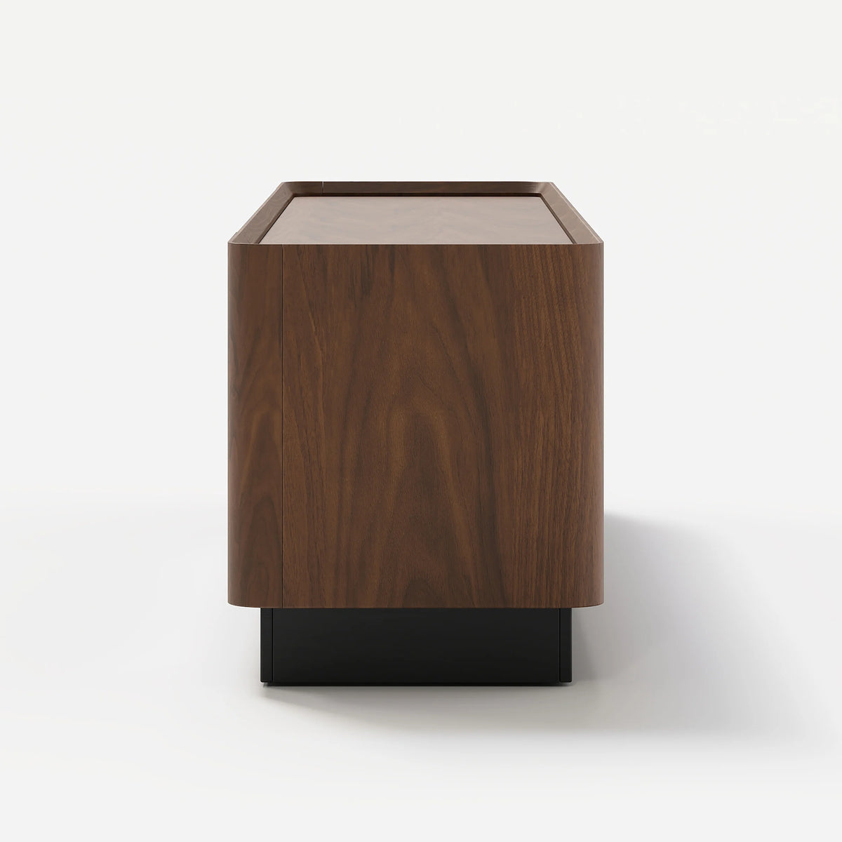 Meuble TV Noyer 200 cm avec portes en verre, rangement et LED