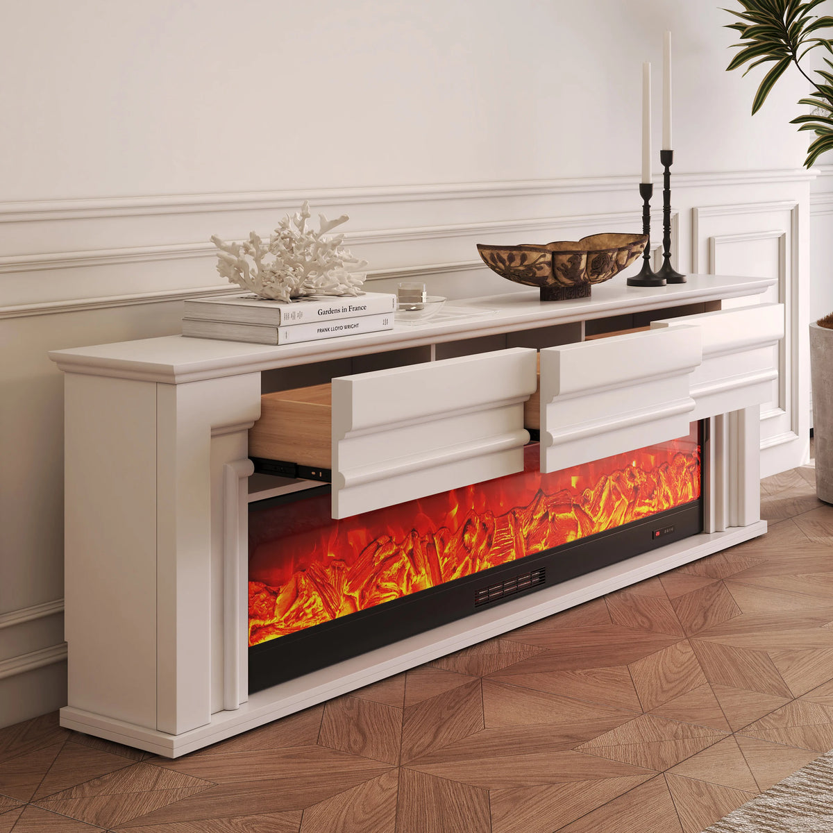 Meuble TV pour cheminée électrique 2000 mm avec télécommande