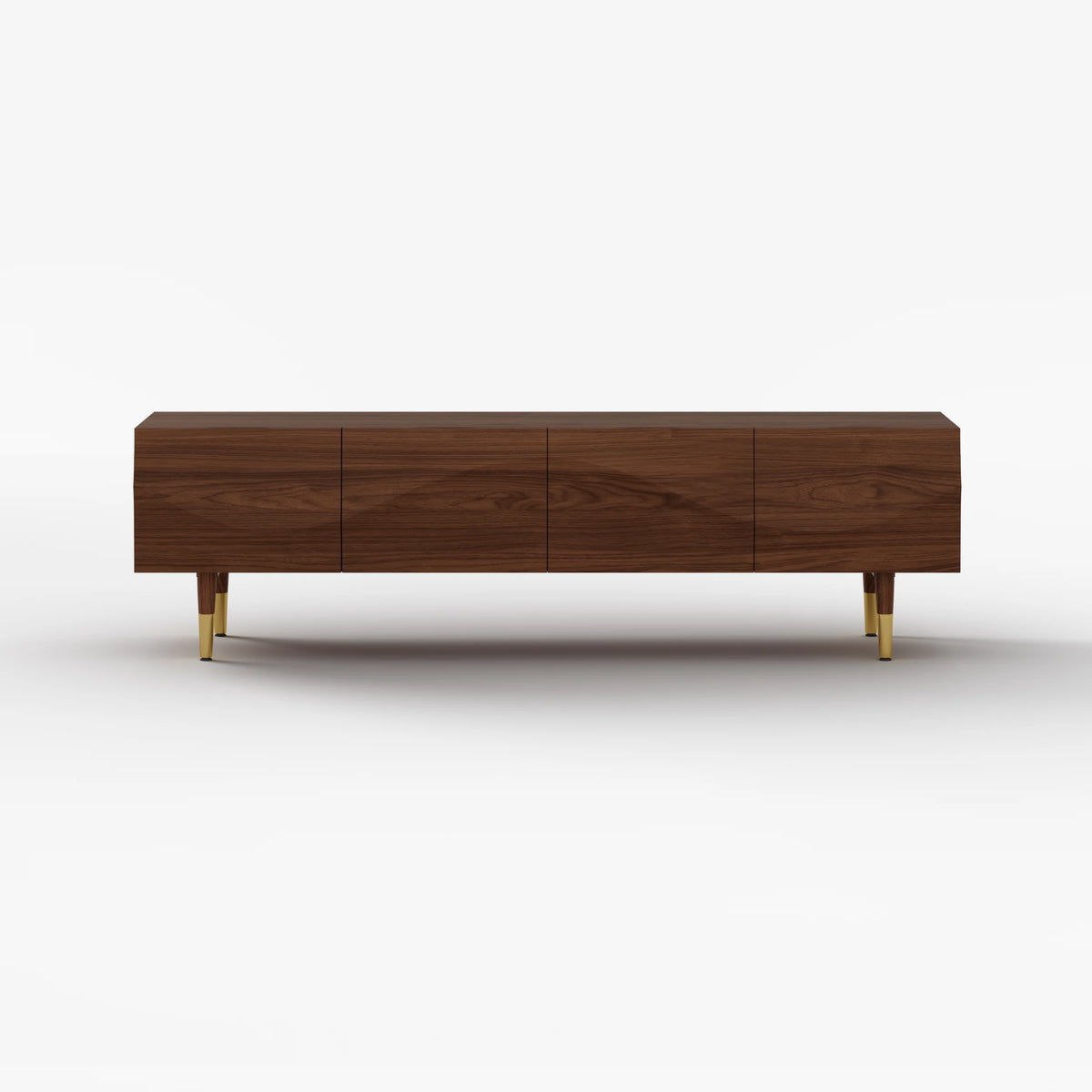Meuble TV Lake Mid Century avec tiroirs de rangement en noyer au design ondulé pour téléviseurs jusqu'à 1905 mm