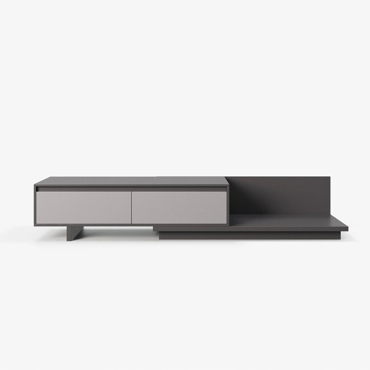 Meuble TV extensible gris Fero avec 2 tiroirs (1200 mm-2000 mm)