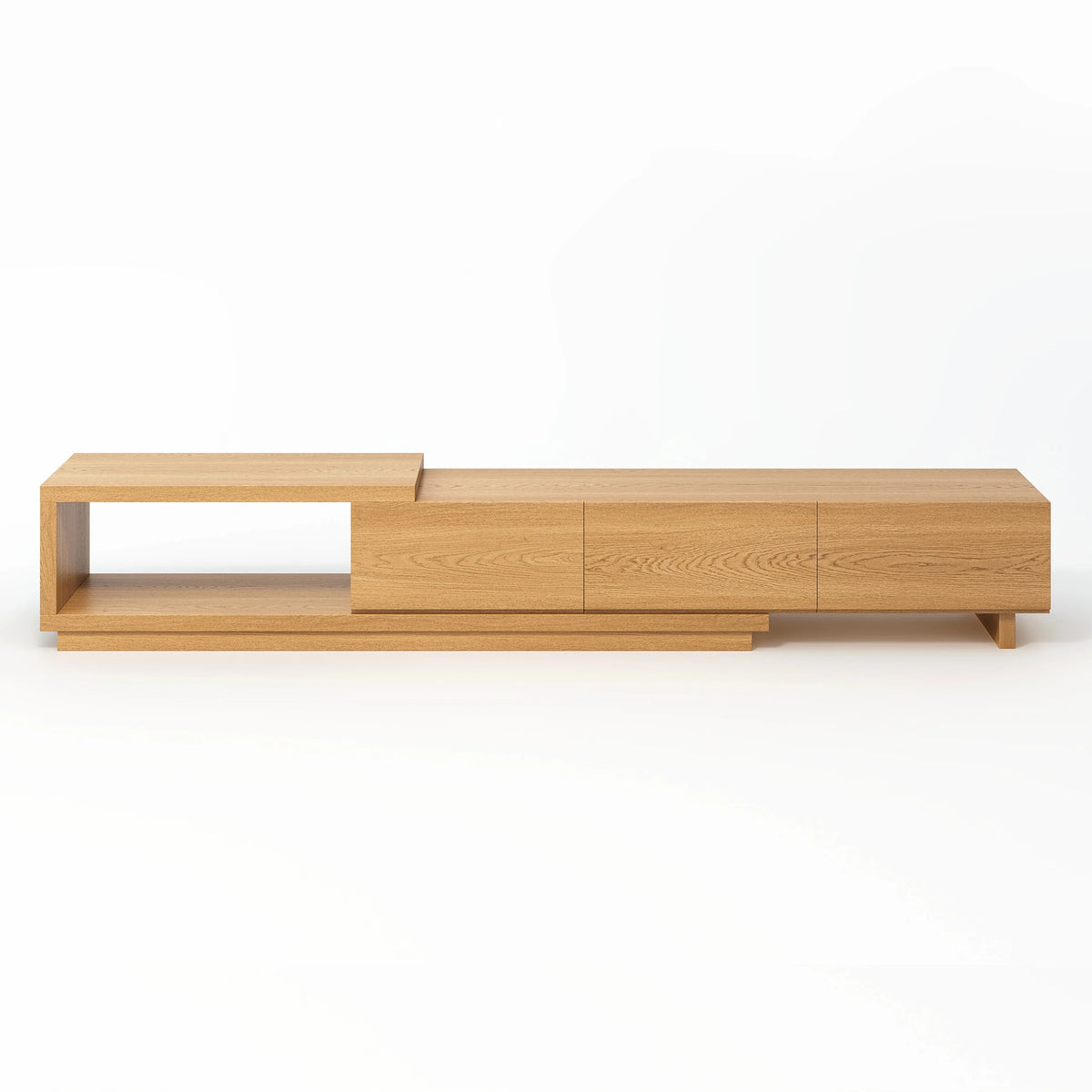 Meuble TV extensible Quoint 180 à 255 cm avec 3 tiroirs Bois naturel