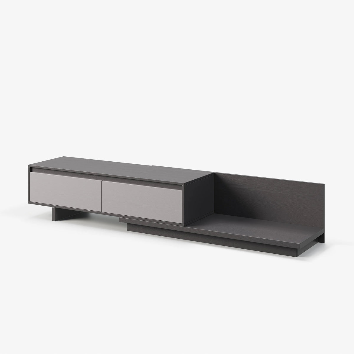 Meuble TV extensible gris Fero avec 2 tiroirs (1200 mm-2000 mm)