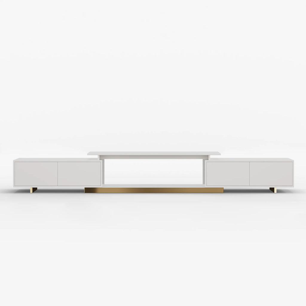Meuble TV extensible Mordel 160 à 240 cm blanc avec rangement