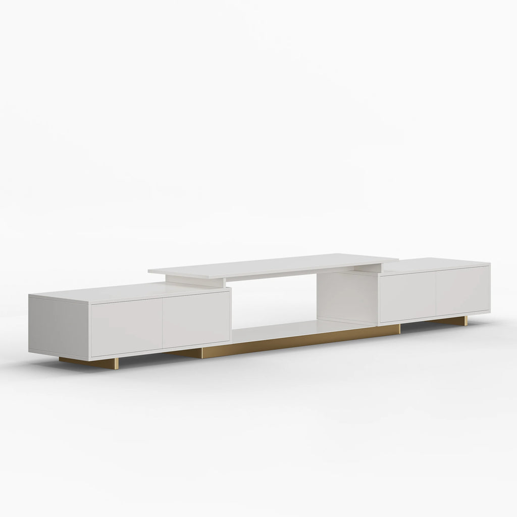 Meuble TV extensible Mordel 160 à 240 cm blanc avec rangement