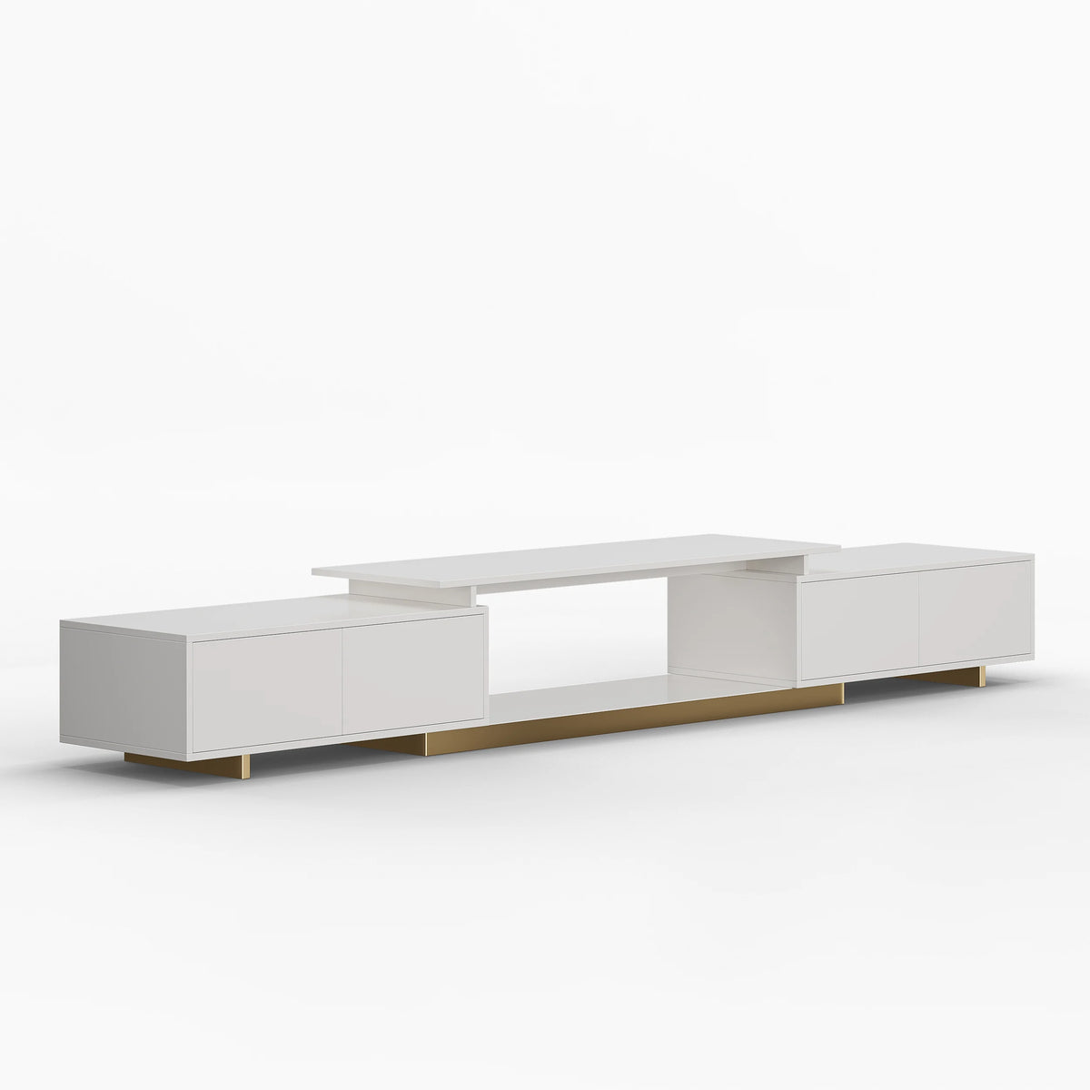 Meuble TV extensible Mordel 160 à 240 cm blanc avec rangement