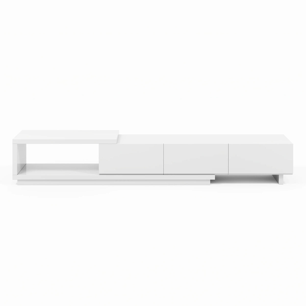 Meuble TV extensible Quoint 180 à 255 cm avec 3 tiroirs Blanc