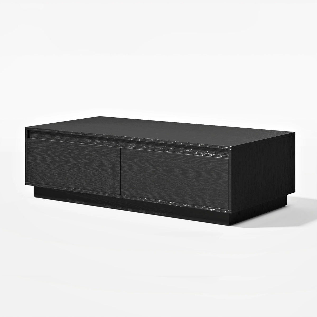 Ensemble de meuble TV Fero en bois noir, meuble TV extensible et table basse rectangulaire
