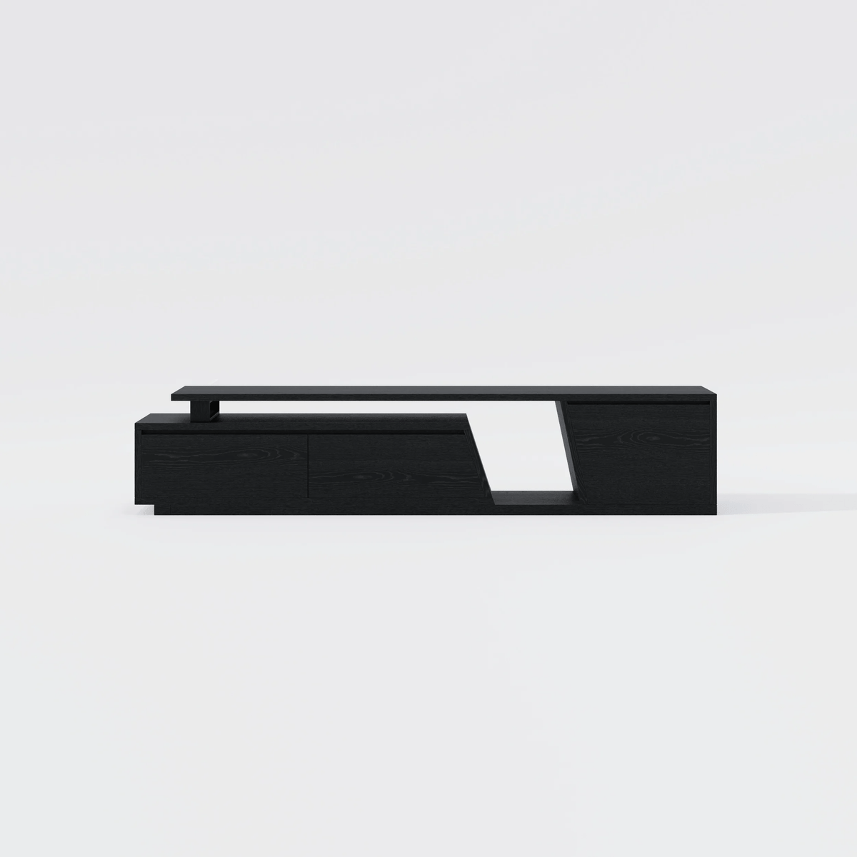 Ensemble de meuble TV Fero en bois noir, meuble TV extensible et table basse rectangulaire