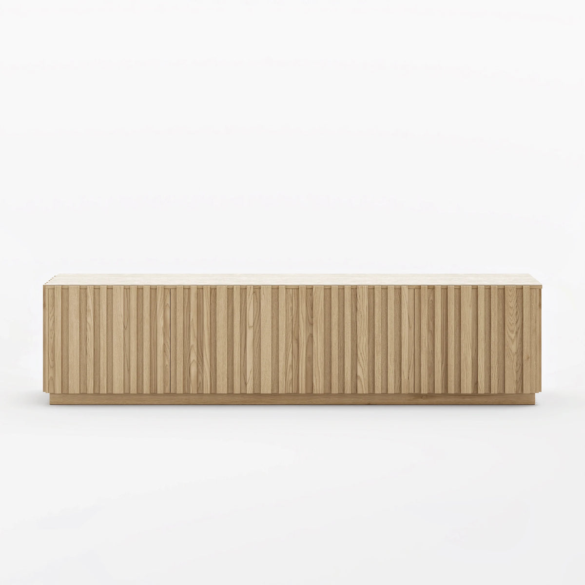 Ensemble meuble TV Aura avec meuble TV à lattes en bois de frêne et table basse Bois naturel