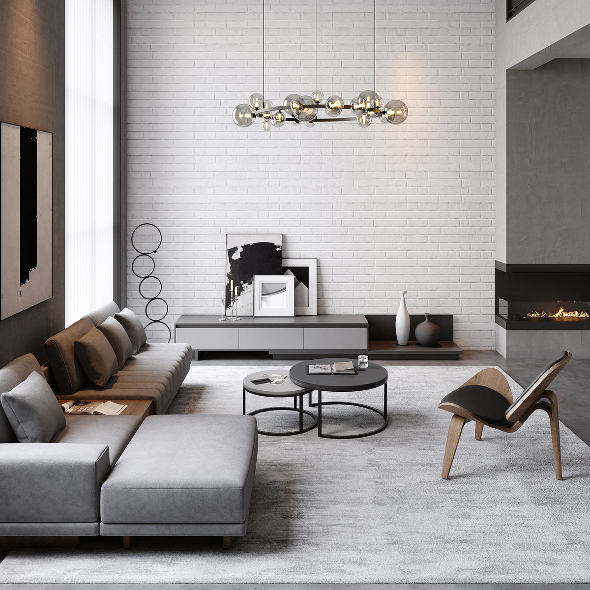 Ensemble meuble TV extensible et table basse emboîtable Fero
