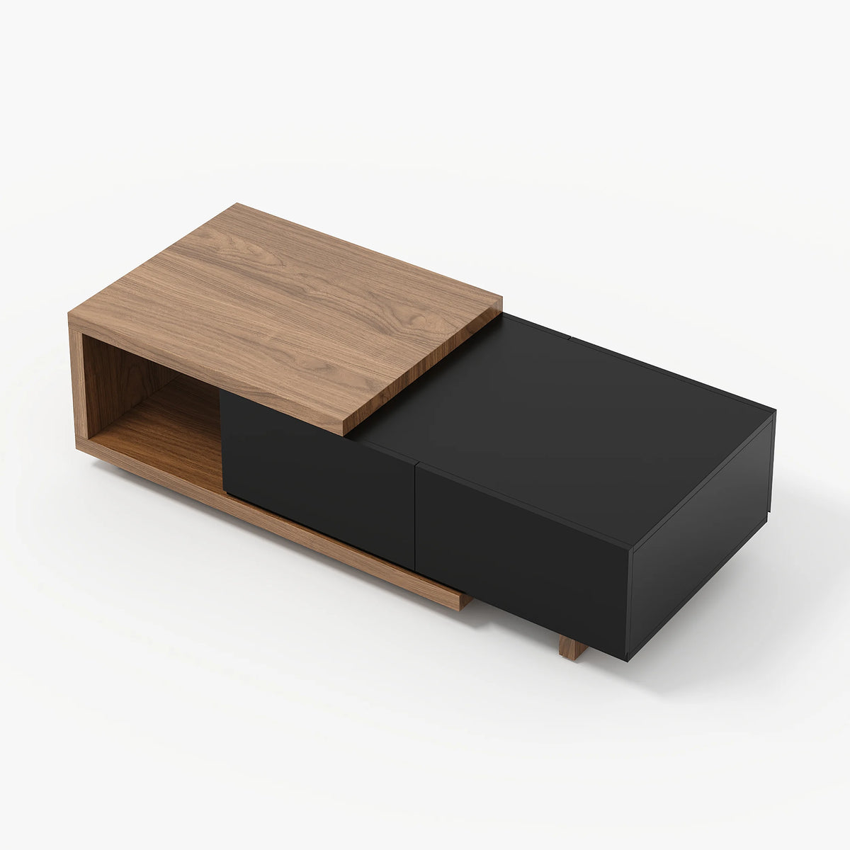 Ensemble meuble TV extensible et table basse Quoint Noir & noyer