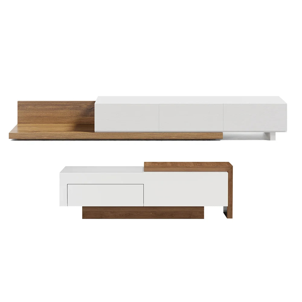 Ensemble meuble TV extensible et table basse Crator