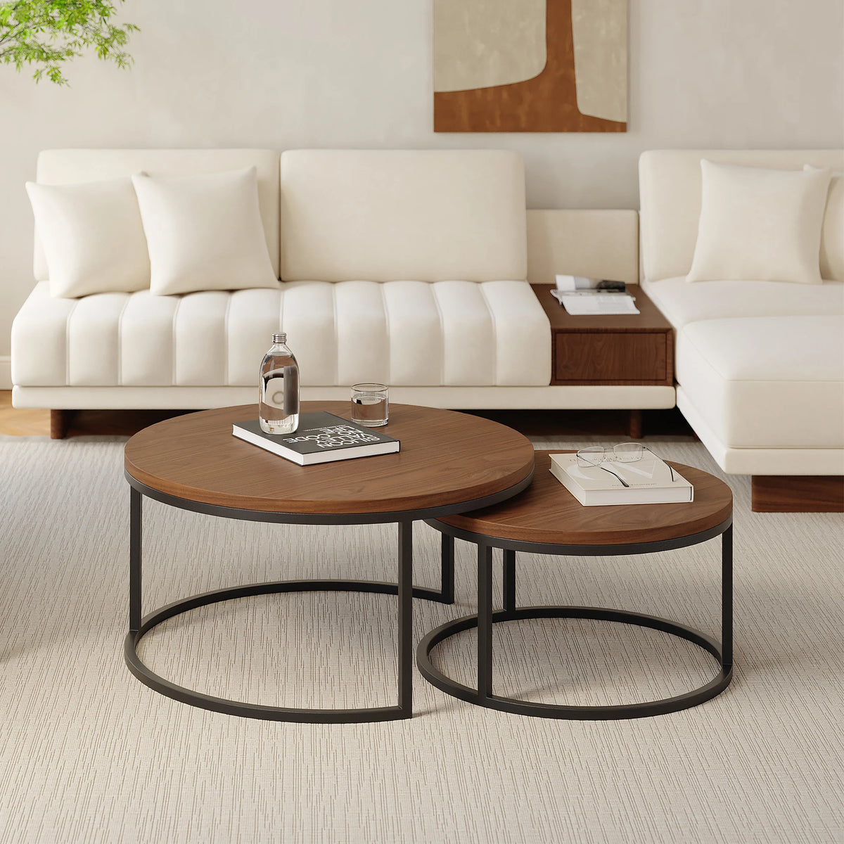 Ensemble meuble tv extensible et table basse emboîtable Fero