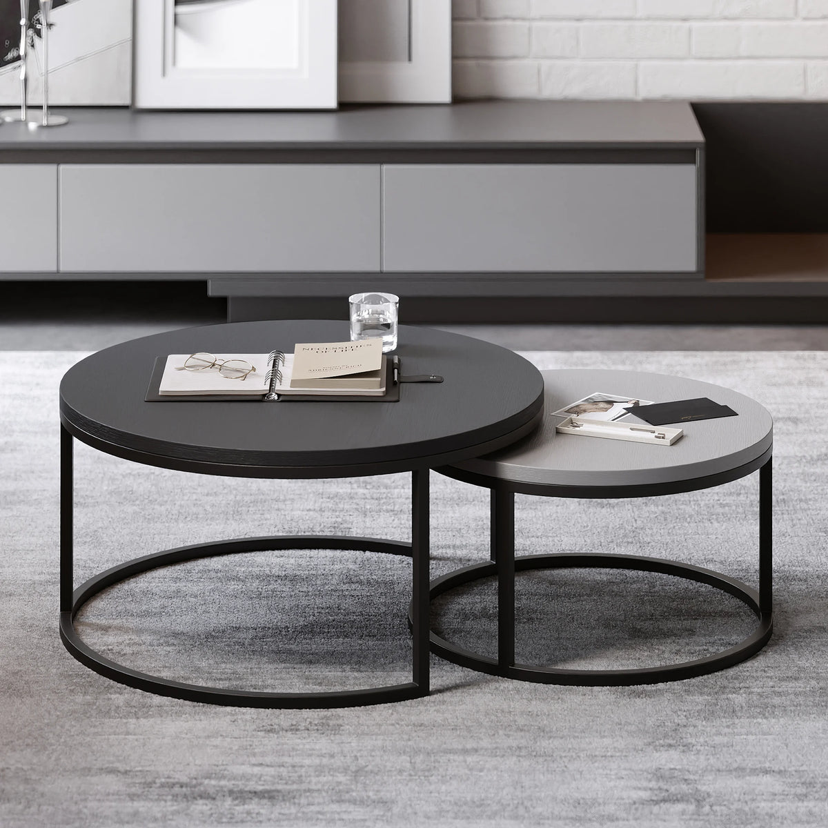 Ensemble meuble TV extensible et table basse emboîtable Fero