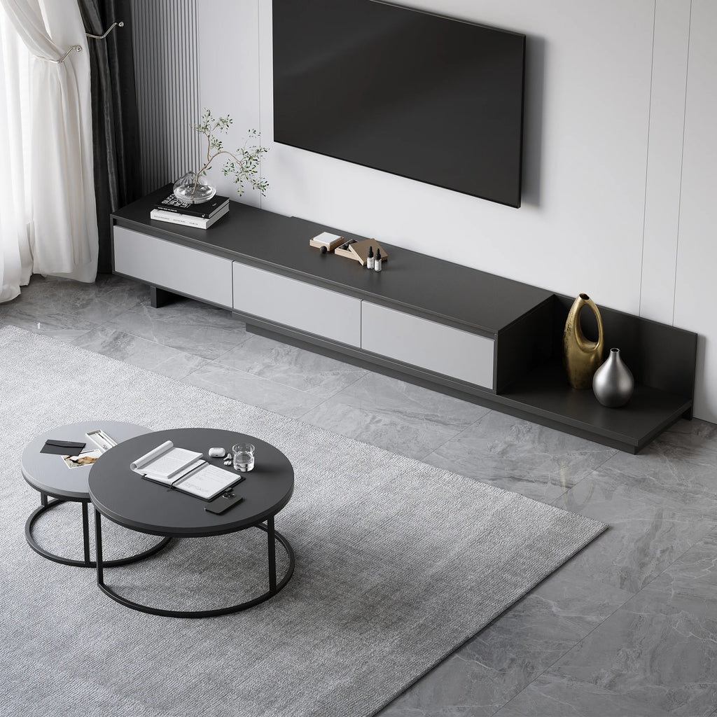 Ensemble meuble TV extensible et table basse emboîtable Fero
