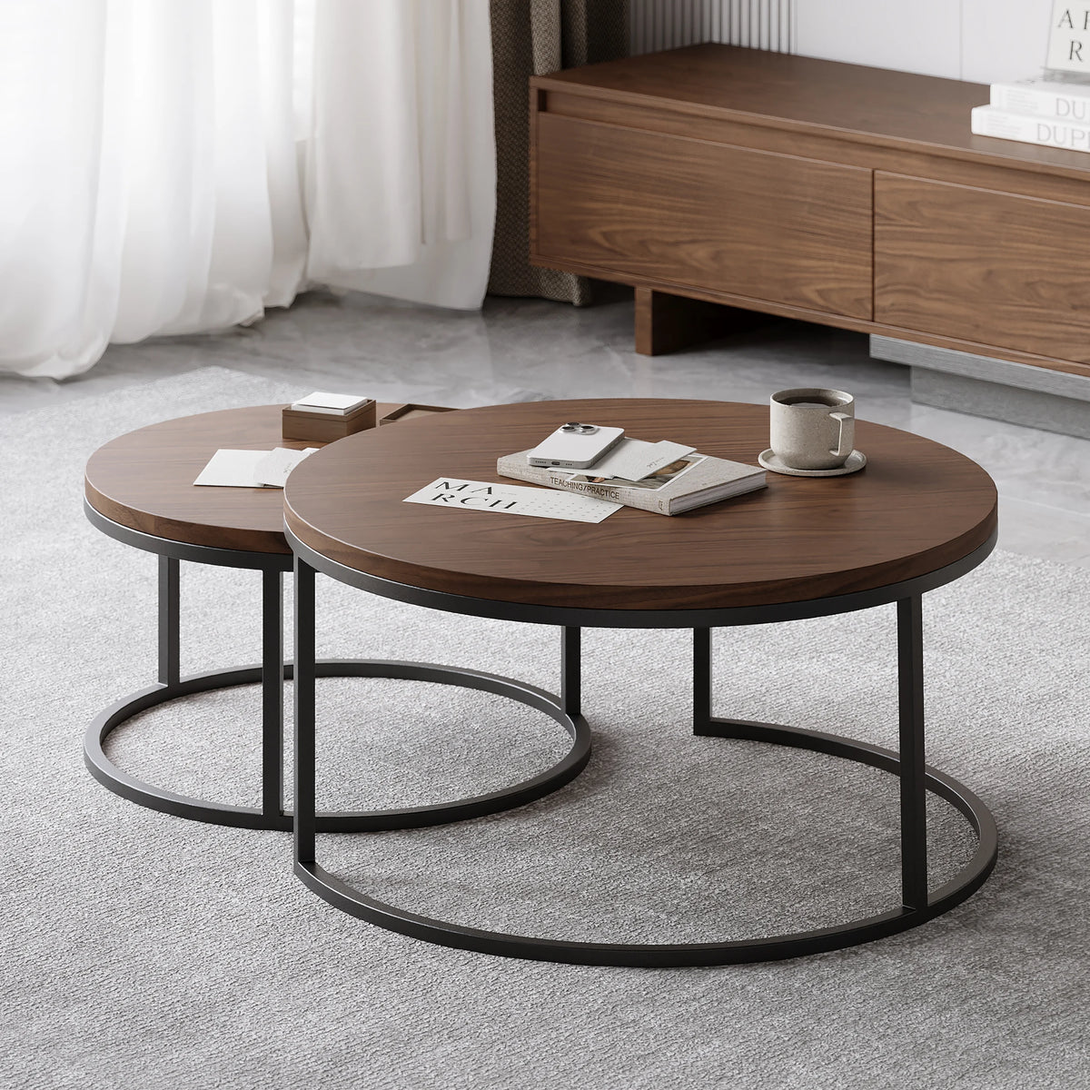 Ensemble meuble tv extensible et table basse emboîtable Fero