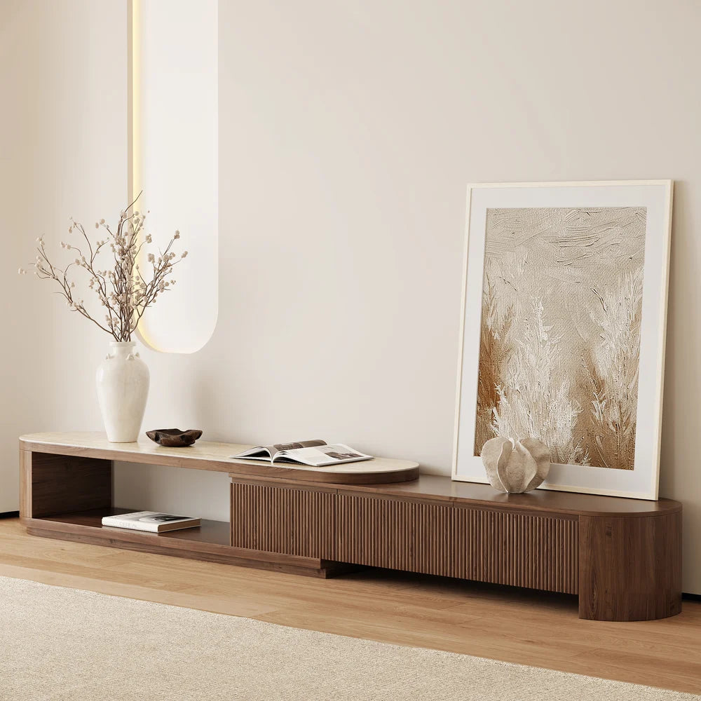 Ensemble meuble TV extensible et table basse Velar 71" Noyer