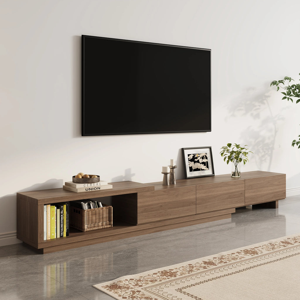 Ensemble meuble TV extensible et table basse Quoint Noyer