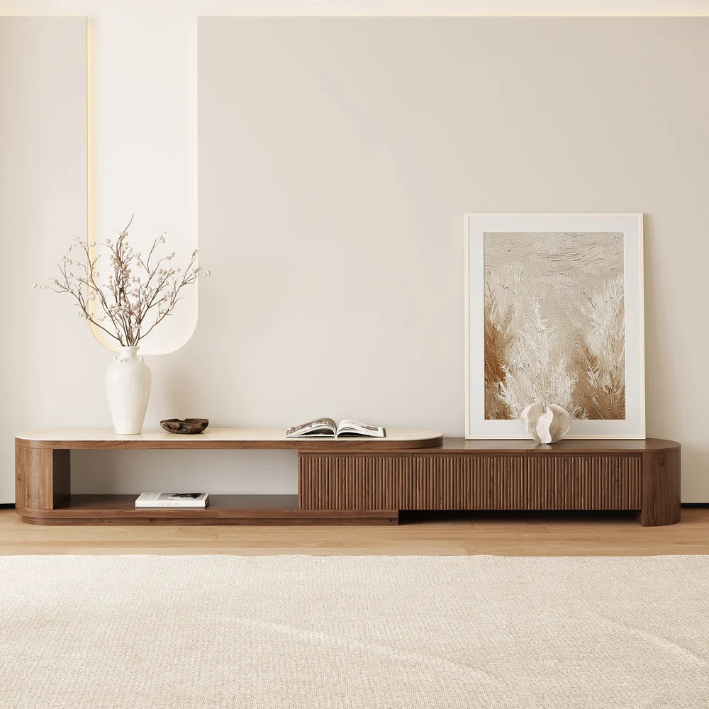 Ensemble meuble TV extensible et table basse Velar 71" Noyer