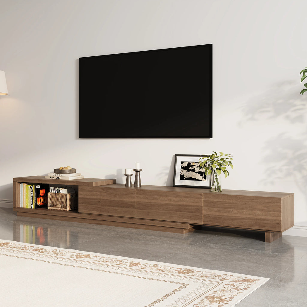 Ensemble meuble TV extensible et table basse Quoint Noyer