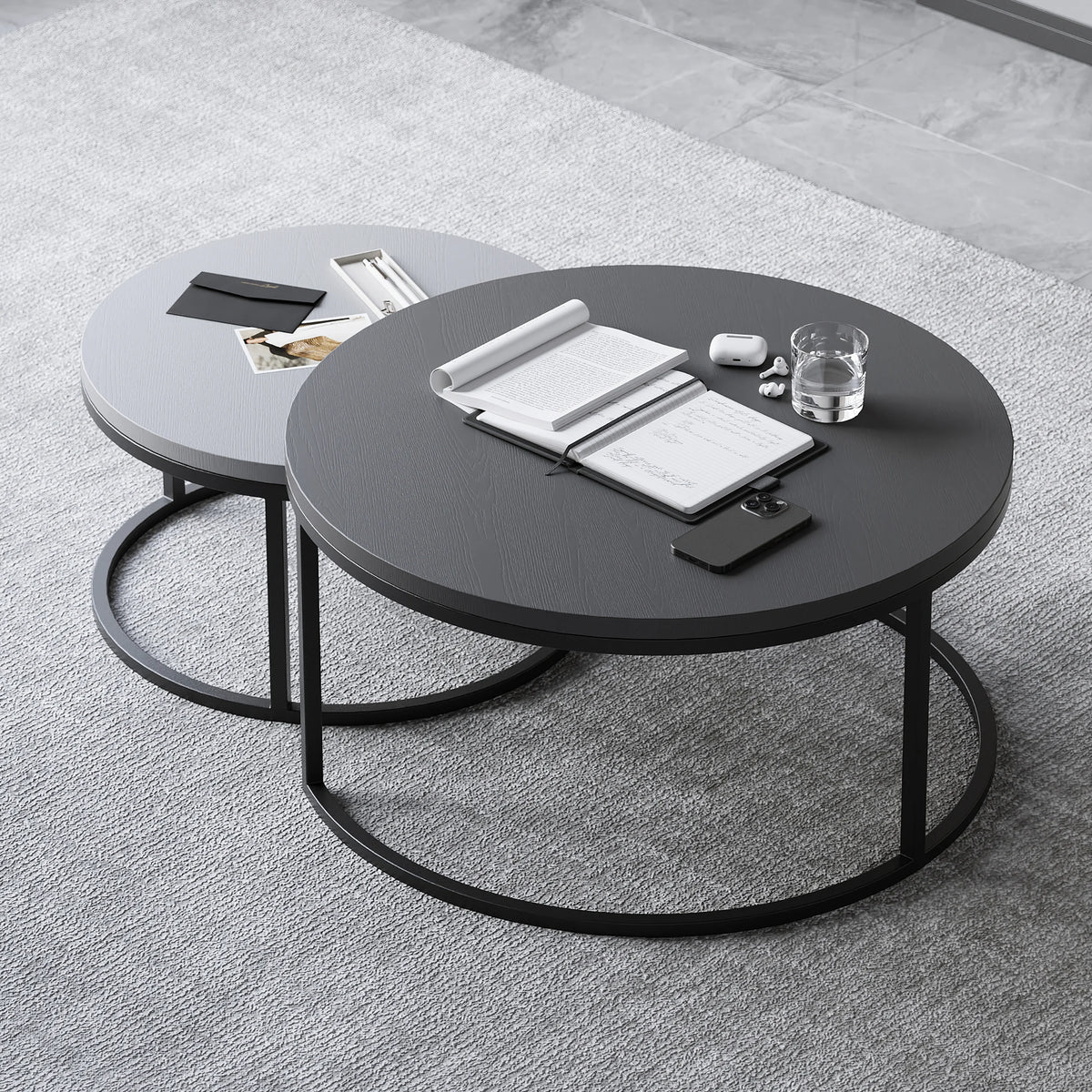 Ensemble meuble TV extensible et table basse emboîtable Fero