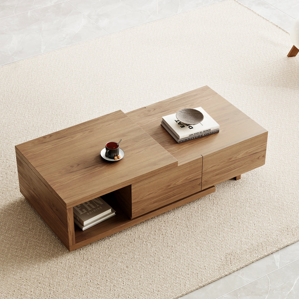 Ensemble meuble TV extensible et table basse Quoint Noyer
