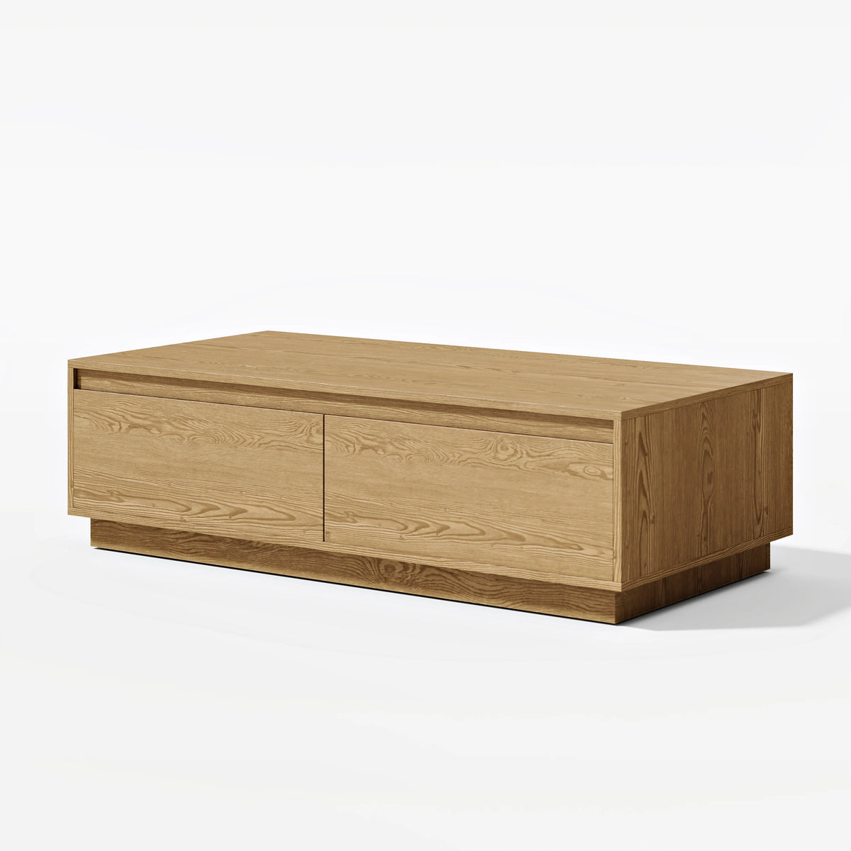 Ensemble meuble TV Fero en bois naturel, meuble TV extensible et table basse rectangulaire