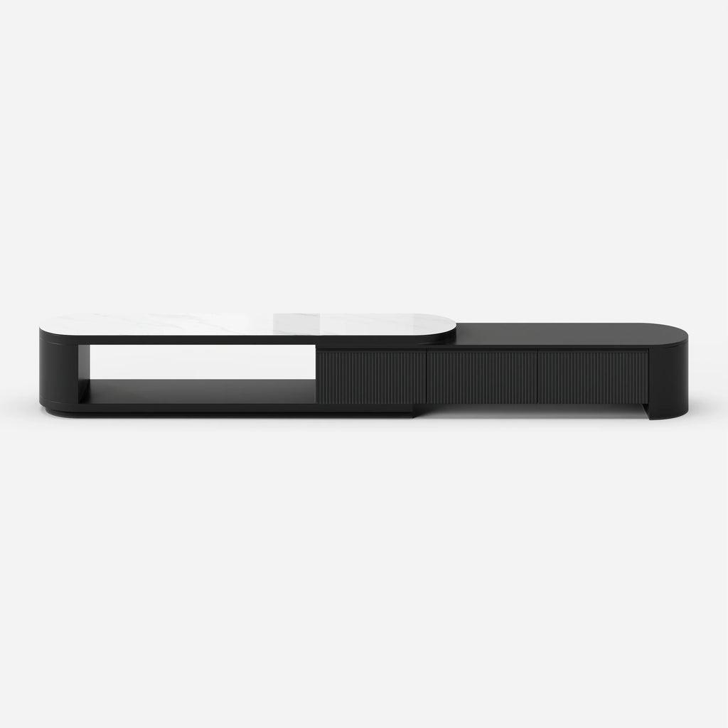 Ensemble meuble TV extensible et table basse Velar Noir mat