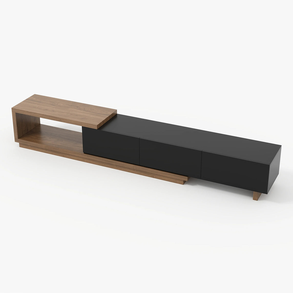 Ensemble meuble TV extensible et table basse Quoint Noir & noyer