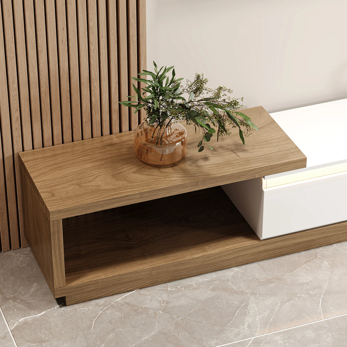 Meuble TV extensible Quoint 180-255 cm avec 3 tiroirs et LED