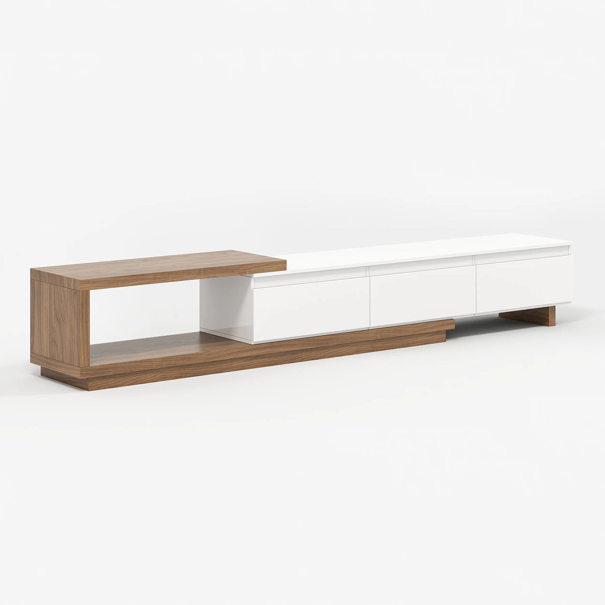 Meuble TV extensible Quoint 180-255 cm avec 3 tiroirs et LED