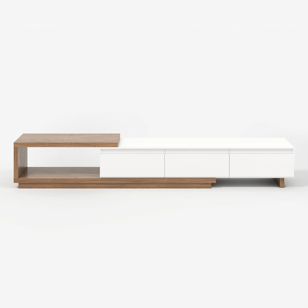 Meuble TV extensible Quoint 180-255 cm avec 3 tiroirs et LED