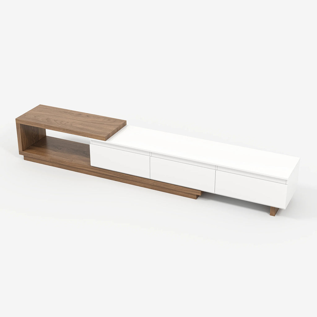 Meuble TV extensible Quoint 180-255 cm avec 3 tiroirs et LED