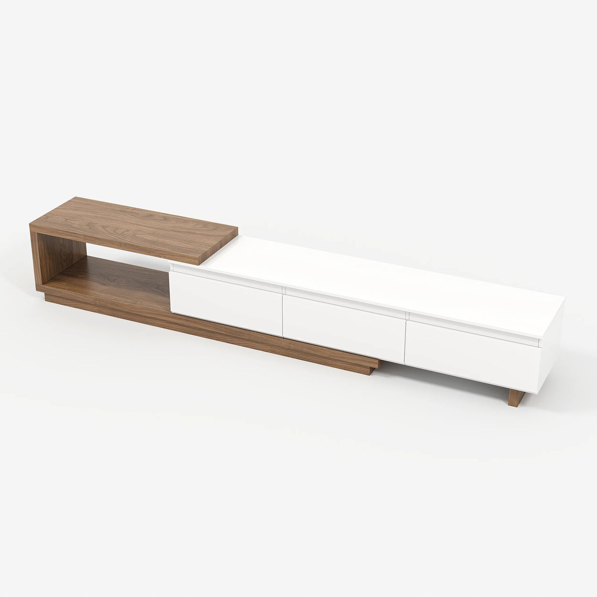 Meuble TV extensible Quoint 180-255 cm avec 3 tiroirs et LED
