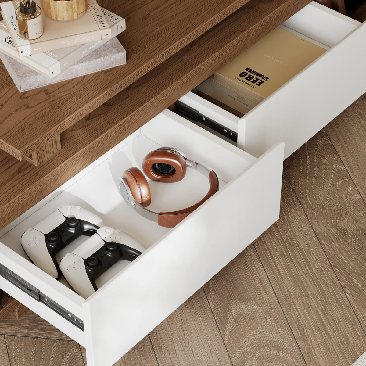 Meuble TV extensible Fero 180 à 280 cm avec 3 tiroirs