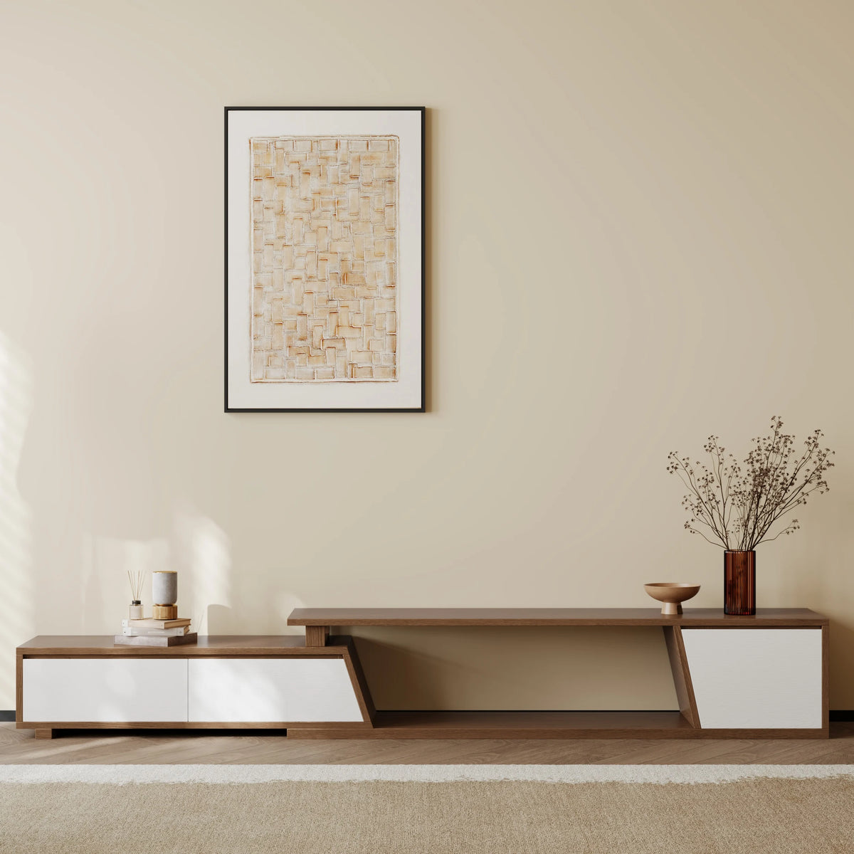 Meuble TV extensible Fero 180 à 280 cm avec 3 tiroirs