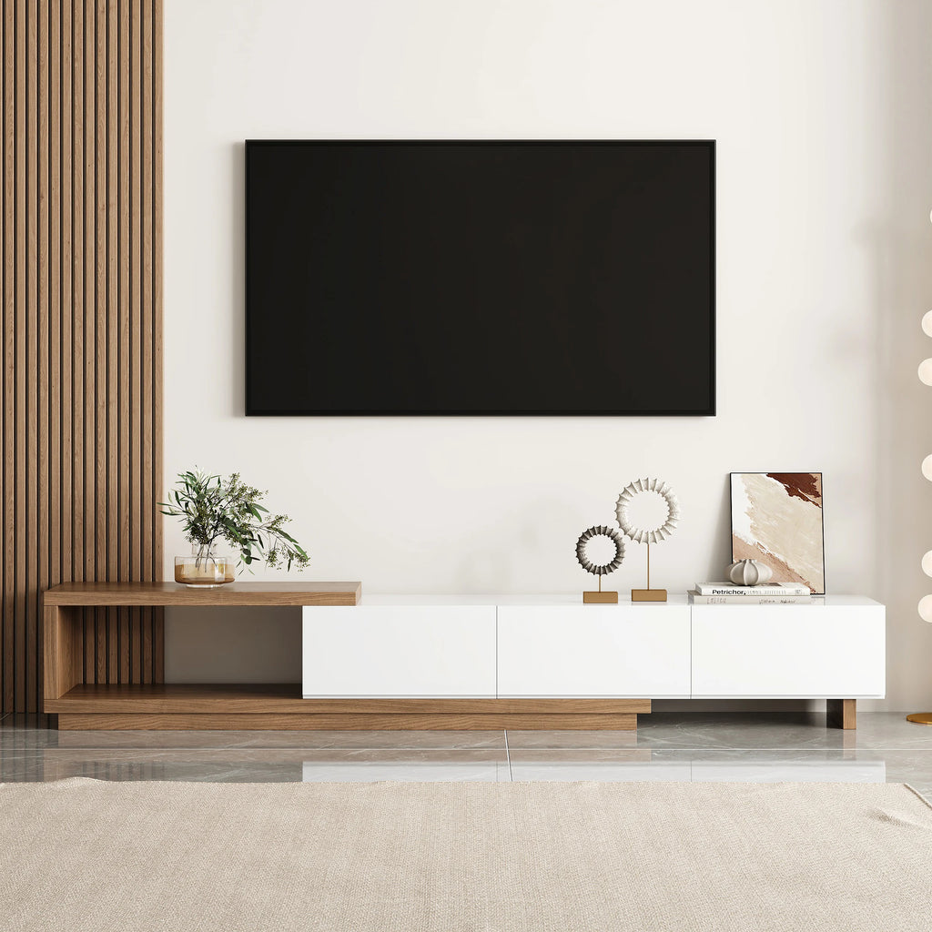 Meuble TV extensible Quoint 180 à 255 cm avec 3 tiroirs Standard