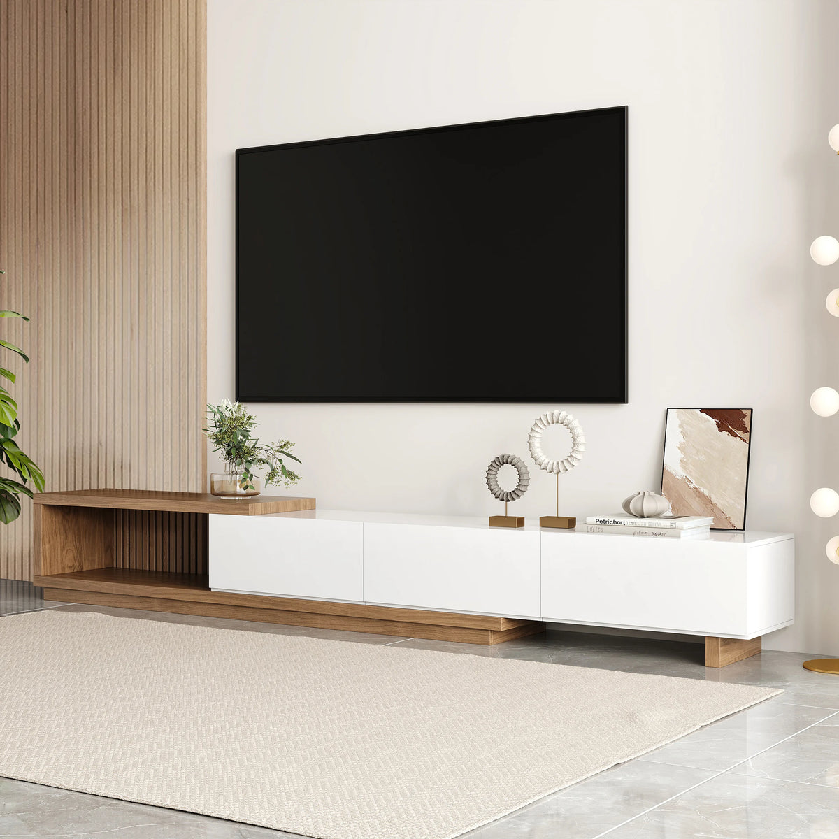 Meuble TV extensible Quoint 180 à 255 cm avec 3 tiroirs Standard