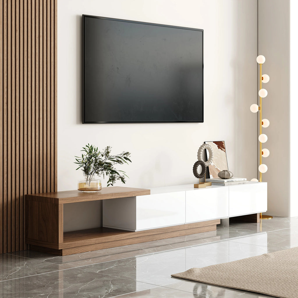Meuble TV extensible Quoint 180 à 255 cm avec 3 tiroirs Standard