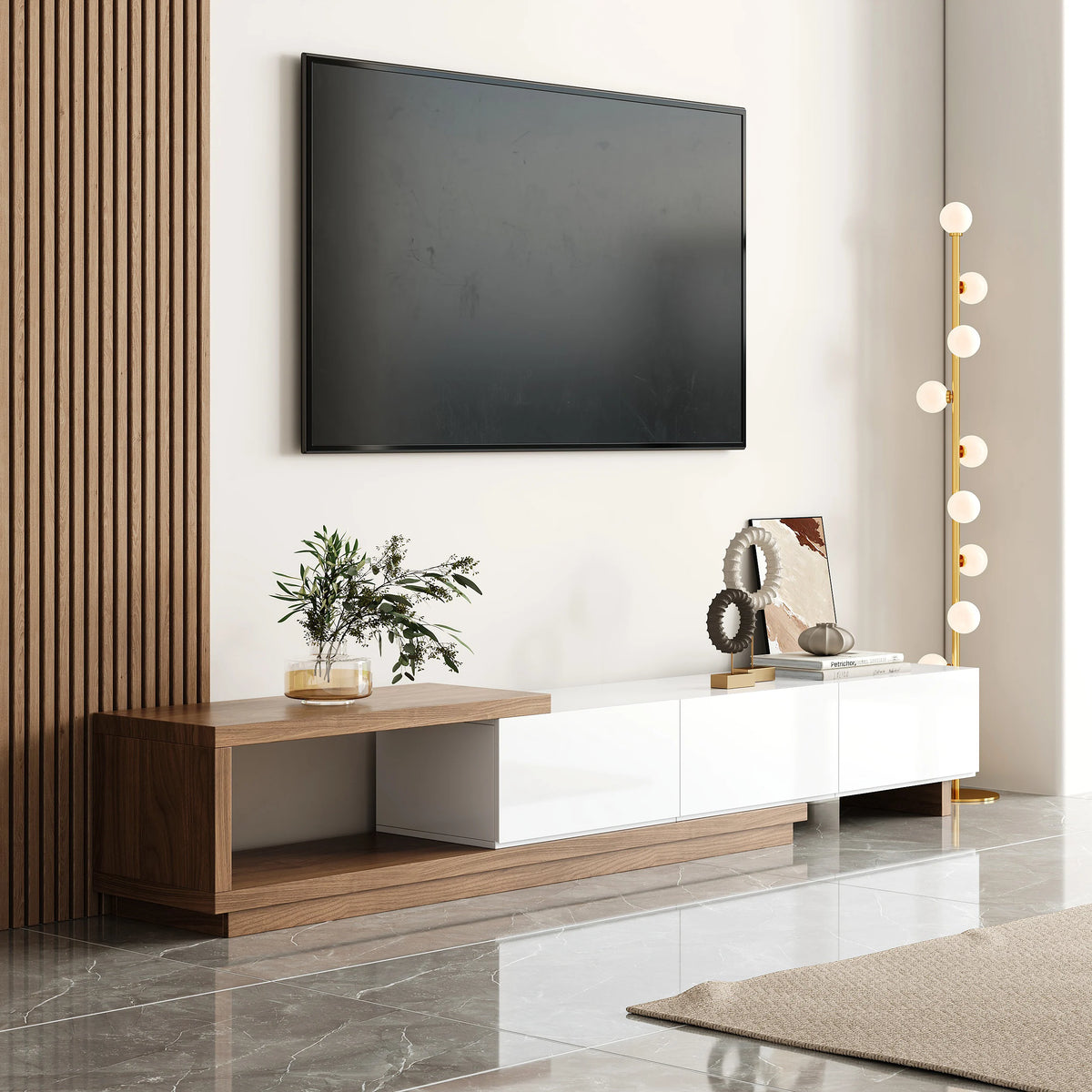 Meuble TV extensible Quoint 180 à 255 cm avec 3 tiroirs Standard