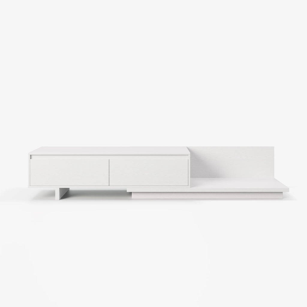 Meuble TV extensible blanc Fero avec 2 tiroirs (1200 mm-2000 mm)