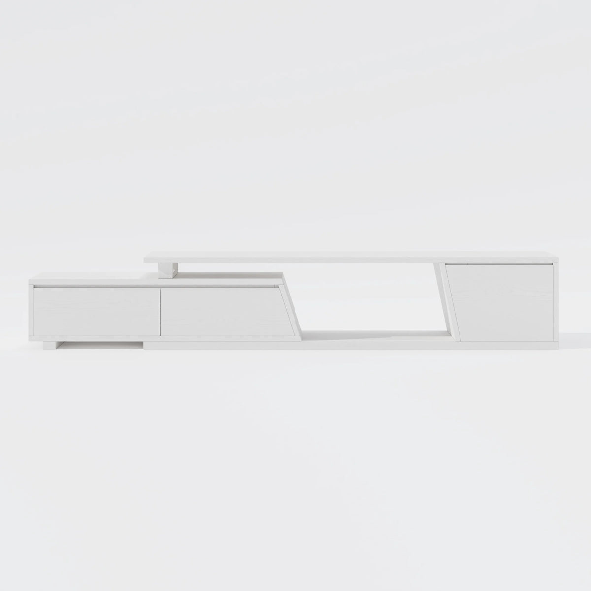 Meuble TV extensible Fero 180 à 280 cm avec 3 tiroirs Blanc