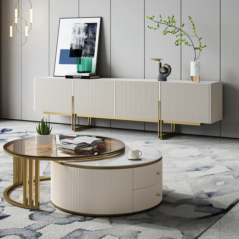 Ensemble meuble TV et table basse gigognes Grovyn 220 cm