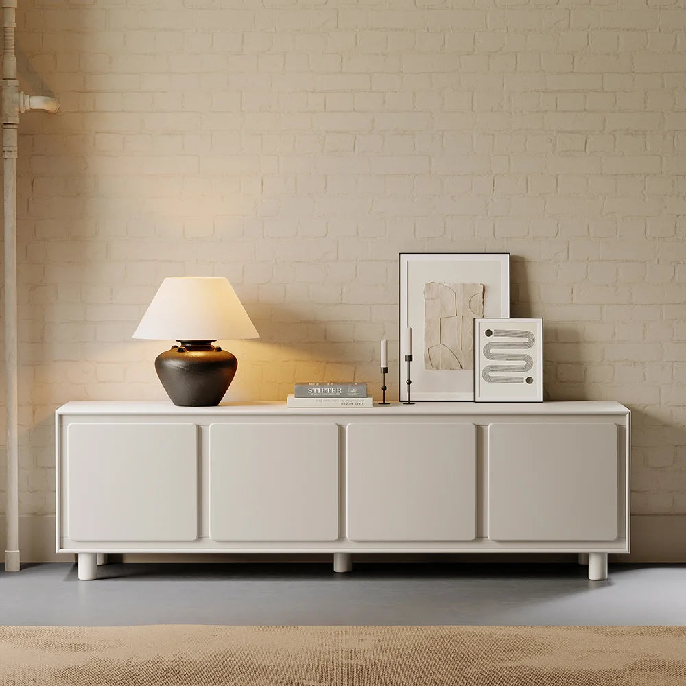 1830mm Meuble TV Blanc Moderne de avec Rangement pour Téléviseur de 1650 à 1900mm